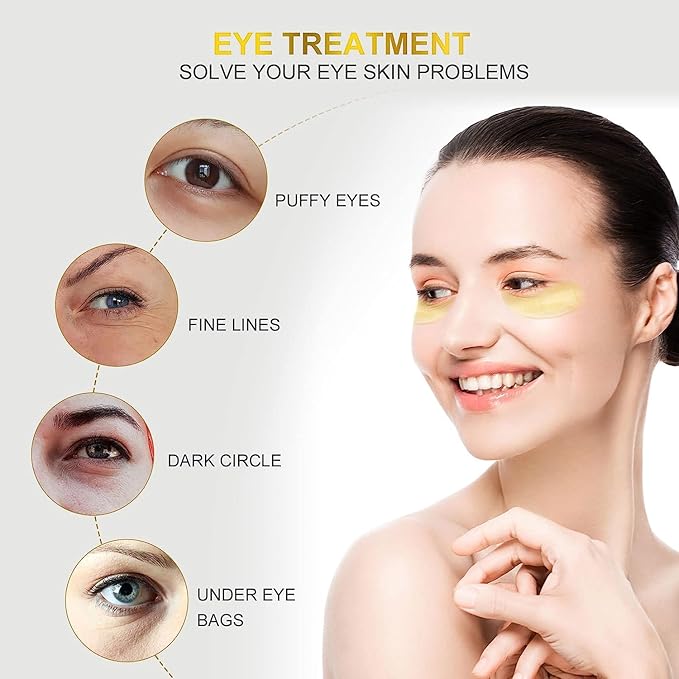 Anti Aging Crystal 24K Gold Powder Gel Collagen Eye Masks Sheet Patch VeniCare (30 Pairs)