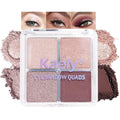 4 Colors Champagne Cream Shimmer Eyeshadow Palette, Dusty Pink Rose Gold Dark Brown Quads, Highly Pigmented Waterproof, Natural Everyday Makeup for Women, sombras de ojos, Vegan & Cruelty-Free