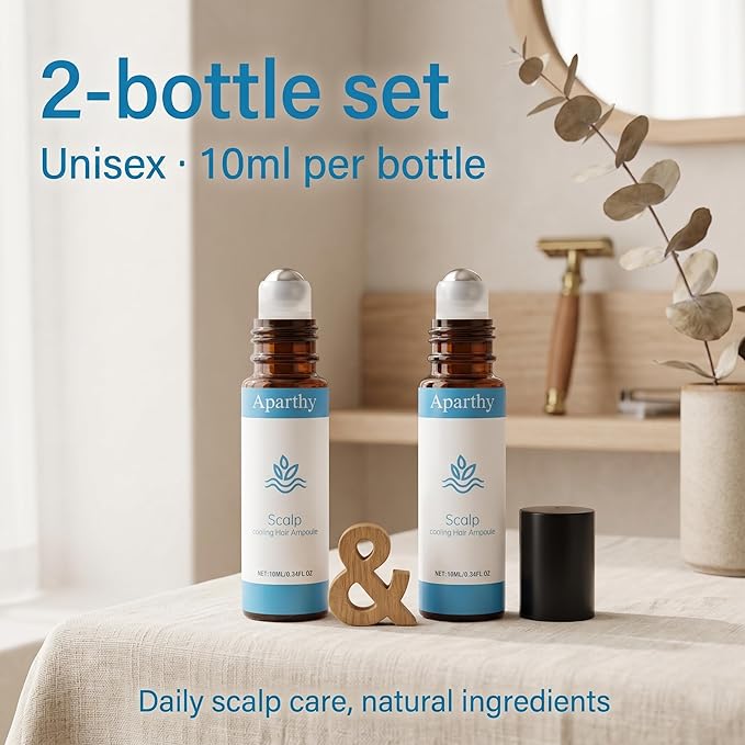 Aparthy Hair Growth Roll On for Hair Strengthening – Rosemary, Menthol & Camellia Oil – Nourishes Scalp, Non-Greasy, for Men & Women – 2 Pack (10ml each)