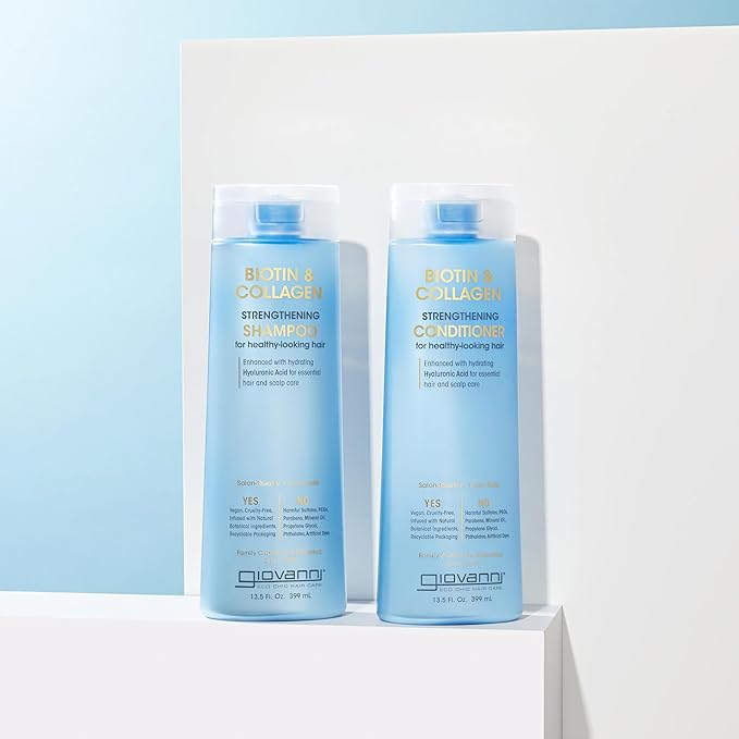 GIOVANNI Biotin & Collagen Shampoo - Strengthening Shampoo, Vegan, Cruelty-Free, Infused with Natural Botanical Ingredients, Salon-Quality, Color-Safe, For Healthy-Looking Hair - 13.5 Oz