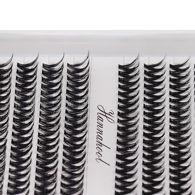 12rows-Large Tray Mixed 8-10-12-14-16mm/Mixed 14-15-16mm/Mixed14mm-16mm/Mixed 18-20mm Wide Stem Individual False Eyelashes Dramatic Black Cluster Eyelashes (MY009-10-12MM)