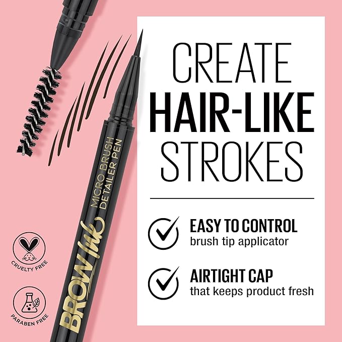 L.A. Girl Brow Ink Micro Brush Detailer Pen, Dark Brown GBP346