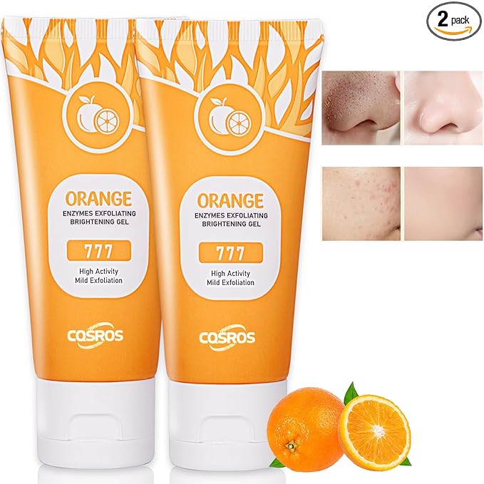 Orange Exfoliating Gel Scrub for Face and Body, Orange Peeling Gel, Deep Clean Pores, Remove Blackheads & Moisturize Skin for All Types Skin (2PCS)