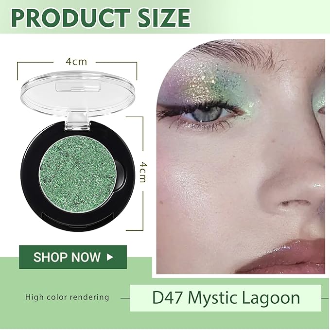 Refillable Eyeshadow Palette - Matte/Glitter/Duo-Chrome Pressed Powder & Cream Formula, Neutral/Shimmer/Smokey Multichrome, Travel-Friendly Iron Pan Refills (Chameleon, D47)