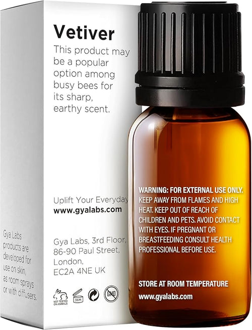 100% Pure Vetiver Essential Oil - 0.34 Fl Oz - Vetiver Oil for Hair, Skin, Diffuser, Aromatherapy & DIY Candle Making Scent