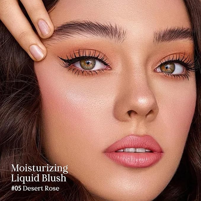 KYDA Moist Liquid Blush, Natural Dewy Finish Cheek Color with Hydrating Formula, Long-Lasting Face Blusher for Natural Glow Cheeks, Lightweight Buildable Smooth Coverage, Desert Rose