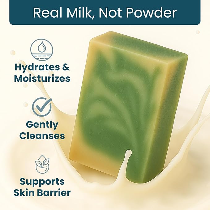 Eucalyptus Spearmint Soap Bar - Goat Milk Soap for Men & Women - Natural, Handmade w/Real Milk - Dry Skin, Hands/Body - Premium, Gentle, No Dyes - (1, Large, 5oz)