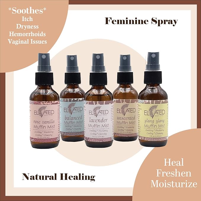 Taylors ELEVATED Muffin Mist – Natural Feminine Spray| 5 Scents | Yoni Oil | Vegan | Herbal Infused Oil helps Soothe Vaginal Dryness, Itch, Soreness, Odor | Feminine Hygiene | Postpartum (Unscented)