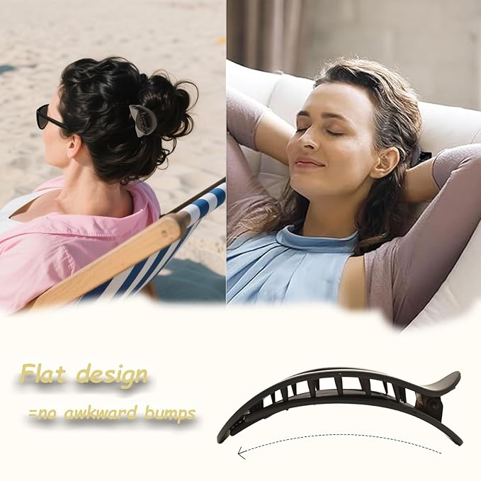 Flat Claw Clips for Women, Large Duckbill French Hair Clips, 6 Pack Non-Slip Matte Hair Accessories for Thick & Thin Hair