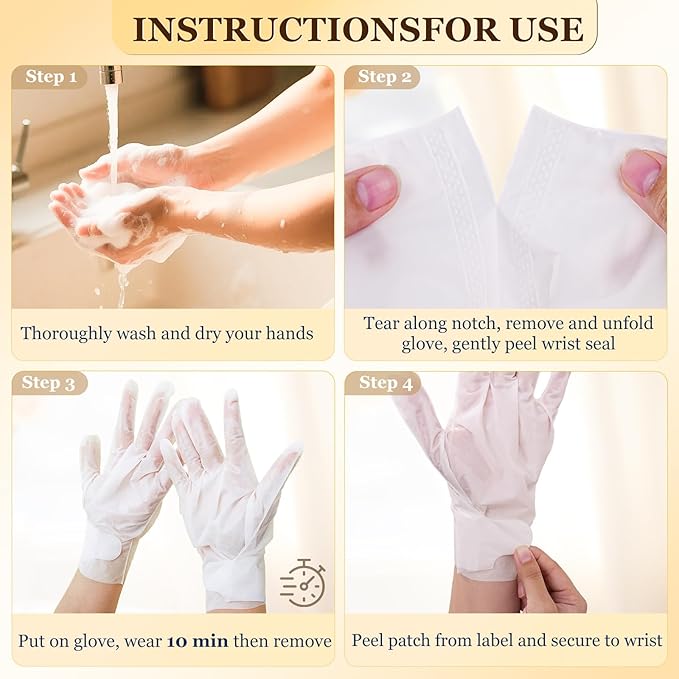 Z:SEA Repairing Hand Masks, Moisturizing Gloves for Dry Hands, Healing & Softening Rough Skin, Remove Wrinkles & Hangnails with Shea Butter, Niacinamide, Vitamin E & Glycerol, 5 Pack