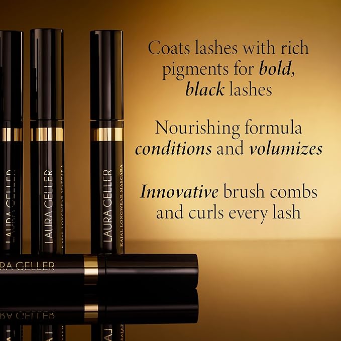 LAURA GELLER NEW YORK Kajal Longwear Mascara – Black and Brown Duo – Volumizing, Lengthening, & Defining Mascara - Buildable, Smudge‑Proof & Flake‑Proof Wear