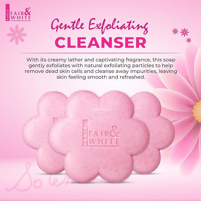 Fair & White So White Skin Brightening Soap - 200g / 7 oz - Exfoliating Soap, Helps to Reduce Blemishes on: Body, Knees, Underarms, Armpit