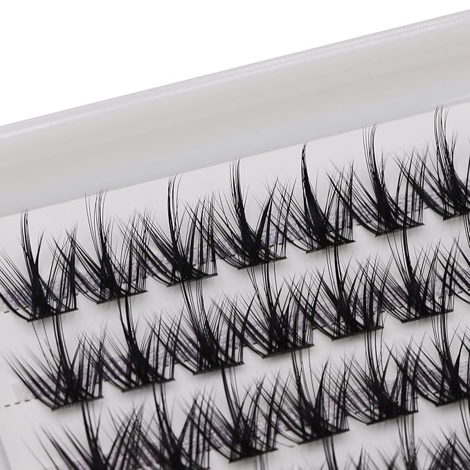 12rows-Large Tray Mixed 8-10-12-14-16mm/Mixed 14-15-16mm/Mixed14mm-16mm/Mixed 18-20mm Wide Stem Individual False Eyelashes Dramatic Black Cluster Eyelashes (MY008-14-16MM MIX)