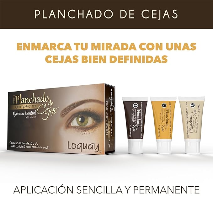 Planchado de Cejas Keratin Eyebrow Straightening Control Kit, 3 Step Treatment, 3 Tubes, 10g Each, Professional Use, Includes Comb