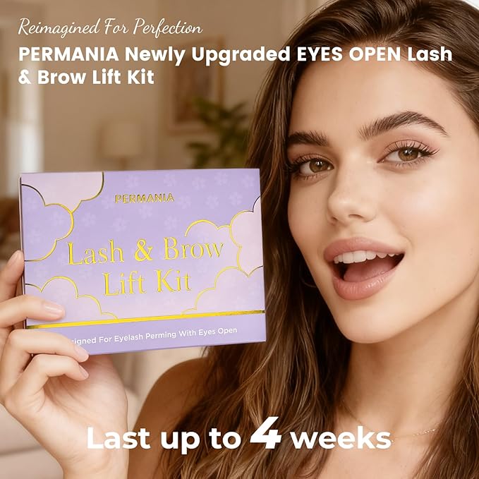 PERMANIA Eyes Open Korean Lash Lift Kit, Easy Use at Home for Eyelash Lifting with Detailed Instruction, Salon Results Instant