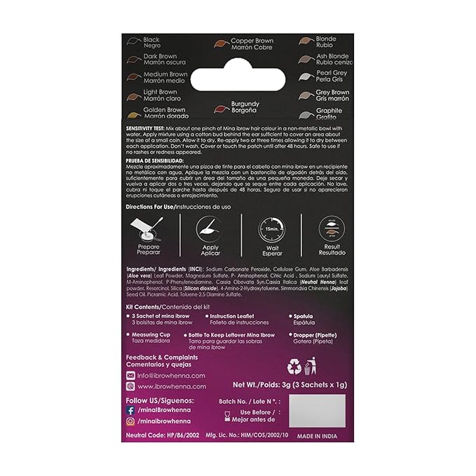 MinaiBrow Tint Kit Light Brown | Natural Spot Coloring Brow Powder with Brush for Tinting | Water & Smudge Proof Instant Brow Dye, 100% Gray Converge, Ammonia Free