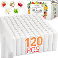 VISRIE 120 Pack Lip Balm Unlabeled, Natural Lip Balm Bulk Blank Tube, Personalized Lip Balms for Party Favors Adults and Bridal Shower Favors or Baby Shower Gifts-5 Flavors