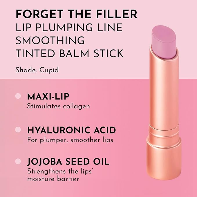 LAWLESS Women's Forget the Filler Lip Plumping Line Smoothing Tinted Balm, Cupid, 0.09 Ounce