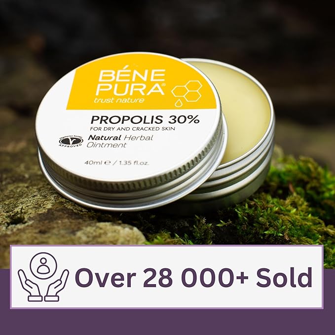 BenePura Propolis Ointment - Natural Anti Itch Cream with 30% Propolis - Itch Relief for Humans, Rash Cream - Multipurpose Moisturizing Propolis Cream for Dry Skin and Cracked Heel Repair - 1.35fl. Oz