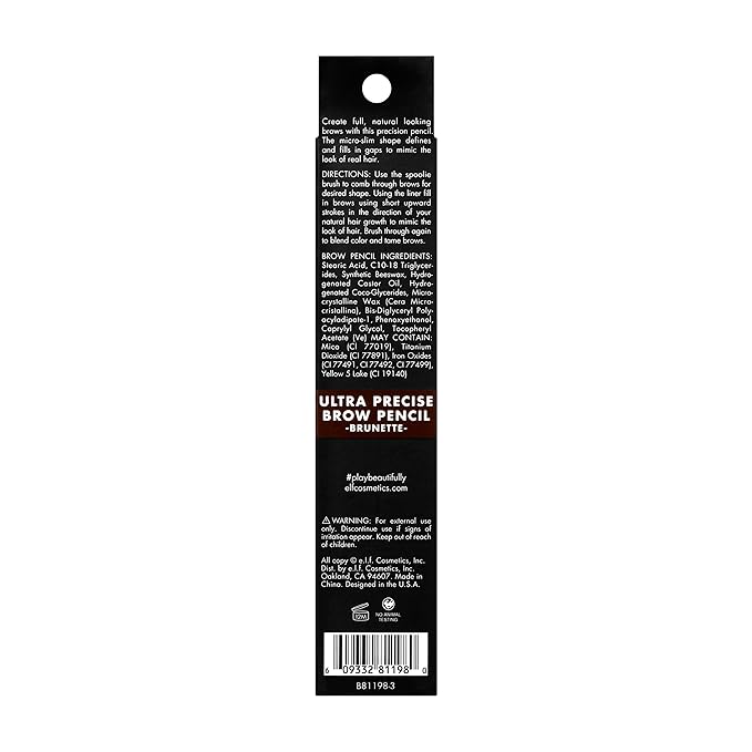 e.l.f. Ultra Precise Brow Pencil, Dual-Ended, Ultra Fine Tip Defines & Fills Eyebrows, Creamy Formula, Vegan & Cruelty-Free, Brunette