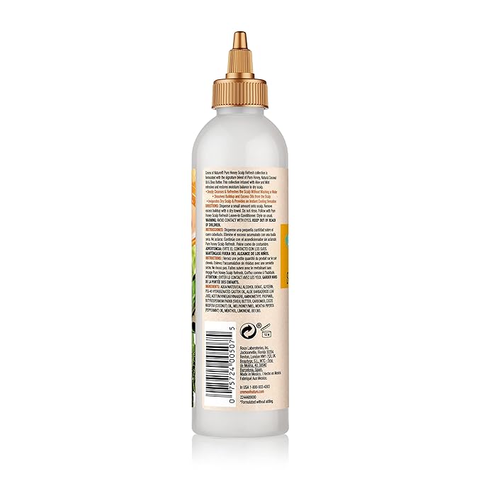 Creme of Nature Pure Honey Scalp Refresh Cleansing Scalp Treatment, No-Rinse Formula with Aloe, Mint & Honey, Dissolves Buildup & Refreshes Scalp, 8 oz