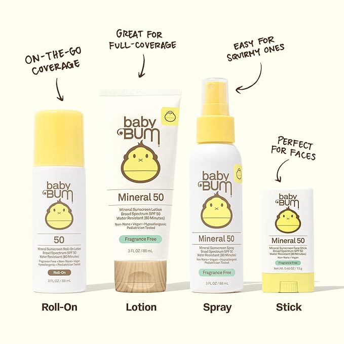 Sun Bum Baby Bum SPF 50 Sunscreen Spray & Face Stick | Mineral Uva/Uvb Face & Body Protection for Sensitive Skin | Fragrance Free | Travel Size