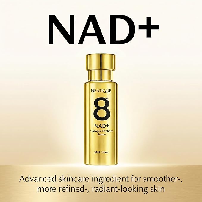 NAD+ Peptide Boosting Serum with Niacinamide & Hyaluronic Acid Collagen, 8AM/8PM Routine Firming Hydrating Face Serum for Radiant Glow for Fine Lines and Moisturing Skin, 1 fl oz (30 ml)
