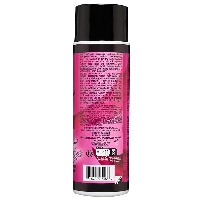 MANIC PANIC Cool Deep Pink Color Depositing Conditioner - Love Color Hair Conditioner Keeps Hair Vibrant, Nourished & Refreshed - Formulated with Shea Butter & Quinoa - Fuschia Fever (8oz)