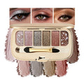 Mivota 6 Colors Pink Gold Brown Glitter Eyeshadow Palette, Diamond Shimmer Eye Shadow Set with Dual-Ended Brush, Waterproof Long-Lasting Makeup Palette for Daily/Party Looks, Travel Size, 06
