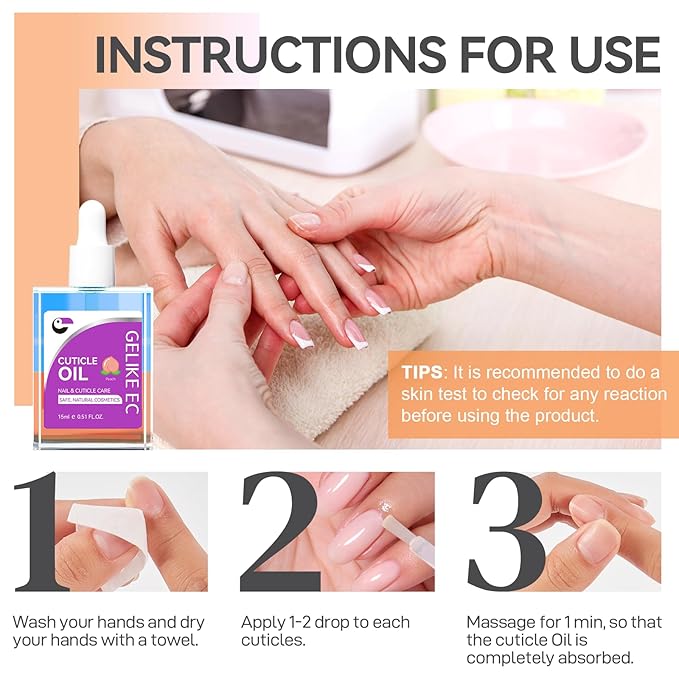gelike ec Nail Cuticle Oil - Peach Scent Dual Color Nail Moisturizing With Natural Jojoba Vitamin B & E for Nail Bed ＆ Damaged Nails Repair Treatment - Cuticle Cream for Nail Growth and Strength
