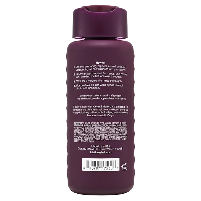 Kristin Ess+ Anti-Fade Moisturizing Conditioner with UV Color Shield & Peptide Technology for Prolonged Color Vibrancy - Sulfate Free, Paraben Free, Vegan, 10 fl oz