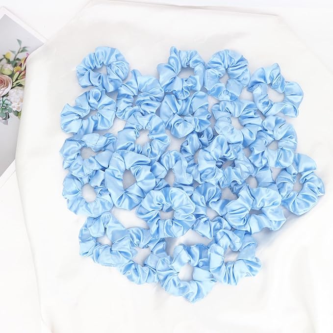 Silk Satin Scrunchies for Women Girls 24 PCS Hair Scrunchies Silk Satin Hair Ties for Thick Hair Bulk Hair Ties Hair Accessories