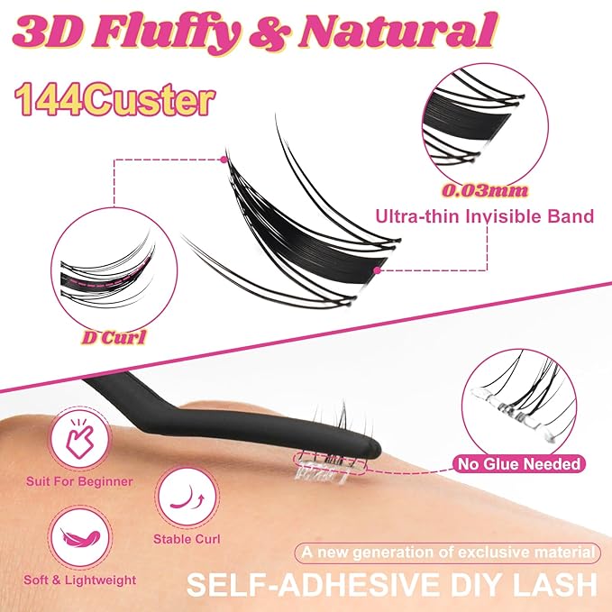 Manga Lash Clusters 8-18mm Fairy Eyelash Clusters DIY Lash Extension Spikes 0.3mm Wispy Natural Individual Cluster Eyelash Extensions D Curl, Wanna Be