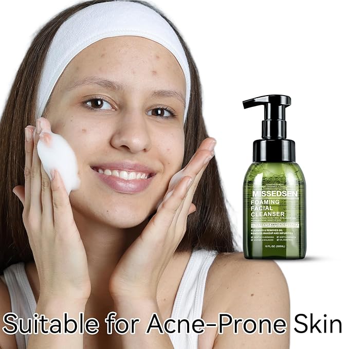 Mens Face Wash Foaming Cleanser for Men Vitamin B5 Deep Pore Cleansing for Acne, Oily, Sensitive, all Skin Types Soap-Free Fragrance-Free Colorant-Free Gentle Daily Face Wash 10 oz