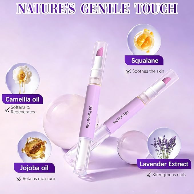 Cuticle Oil Pusher Pen – 2-in-1 Nail Care Tool with Ceramic Cuticle Pusher & Moisturizing Oil, Portable Nail & Hangnail Care Pen for Dry Cuticles & Daily Hand Beauty