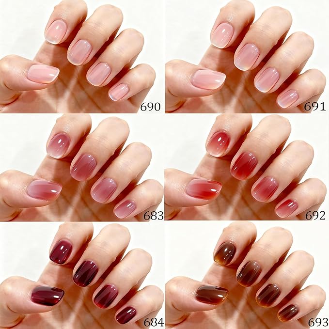 AZUREBEAUTY Dip Powder Set 6 Pcs Jelly Blush Gradient , Natural Dipping Powder French Nail Art Starter Manicure Salon DIY at Home