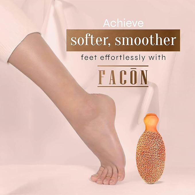 Facón Pumice Stone for Feet Callus Remover - Terra-Cotta Foot Scrubber with 2 Sides, 100% Pure Natural Foot Pumise Stone, Pedicure Pumice Stone Scrubber, Foot Exfoliator, Removes Calluses & Dead Skin