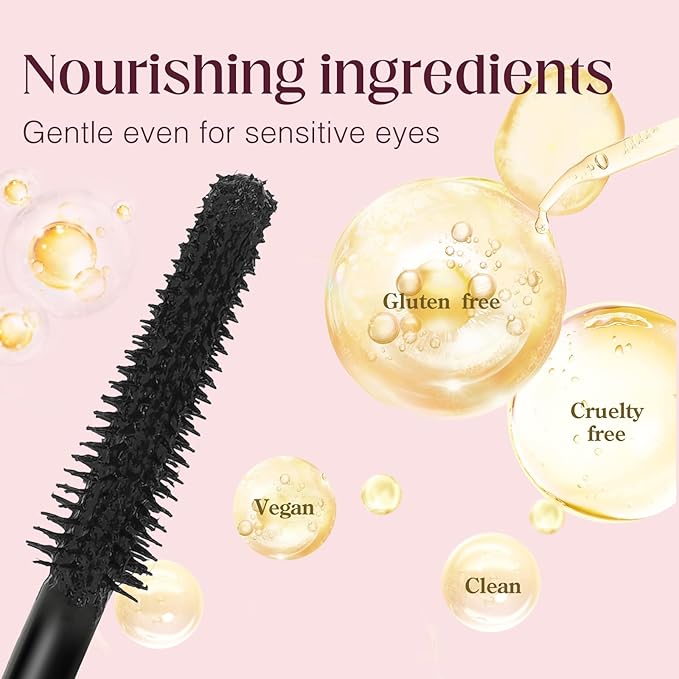 Unidollss Tubing Mascara Volume and Length Black Upgrade Lengthening Long Lasting, New Brush, No Smudging, No Clumping, Voluminous Tubing Mascara, Gluten-free Safe for Sensitive Eyes(Black Upgrade)