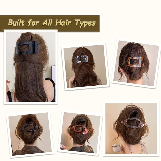 Flat Claw Clips for Women, Large Duckbill French Hair Clips, 6 Pack Non-Slip Matte Hair Accessories for Thick & Thin Hair