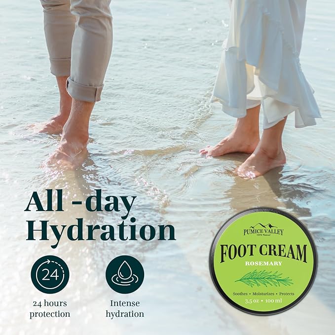 Pumice Valley Foot Balm Cream for Dry Cracked Heels and Feet - Natural Foot Moisturizer Balm for Calluses and Dry Feet Treatment (2 Pack Rosemary)