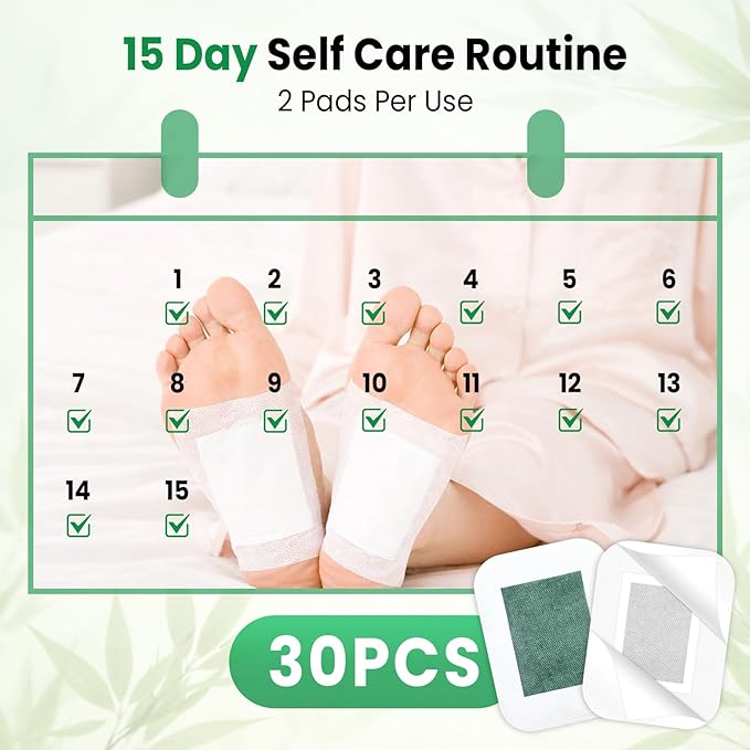 30 PCS Foot Care Pads, Natural Deep Cleansing Foot Patches for Fatigue Relief & Relaxation with Bamboo Vinegar | Ginger | Aloe | Lavender, Natural Sleep Aid & Circulation Support for Daily Basic Care