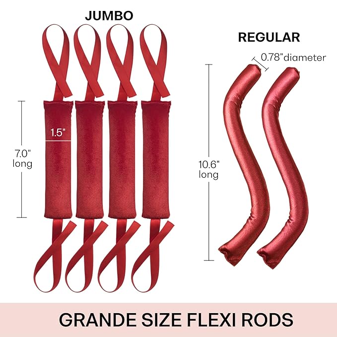 Lanzhire Jumbo Heatless Hair Curlers for Overnight Curls, Blowout Flexi Rod with Ribbon, No Heat Curlers to Sleep In, Soft Overnight Heatless Rods for All Hair Types