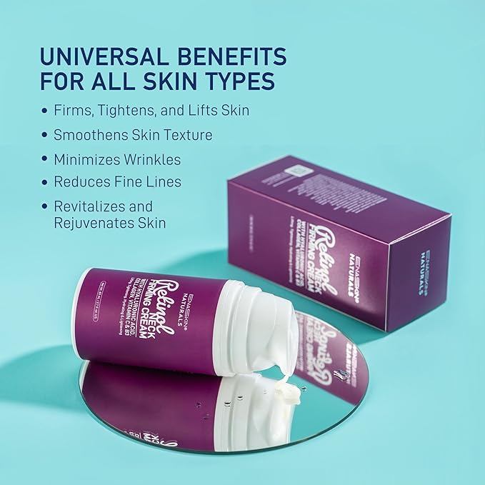 Retinol Neck Firming Cream: Advanced Face Tightening and Lifting Cream with Hyaluronic Acid, Collagen and Vitamin - Tightening Wrinkles, Firming Sagging Skin on Face, Neck, Décolleté - 2.7 Oz