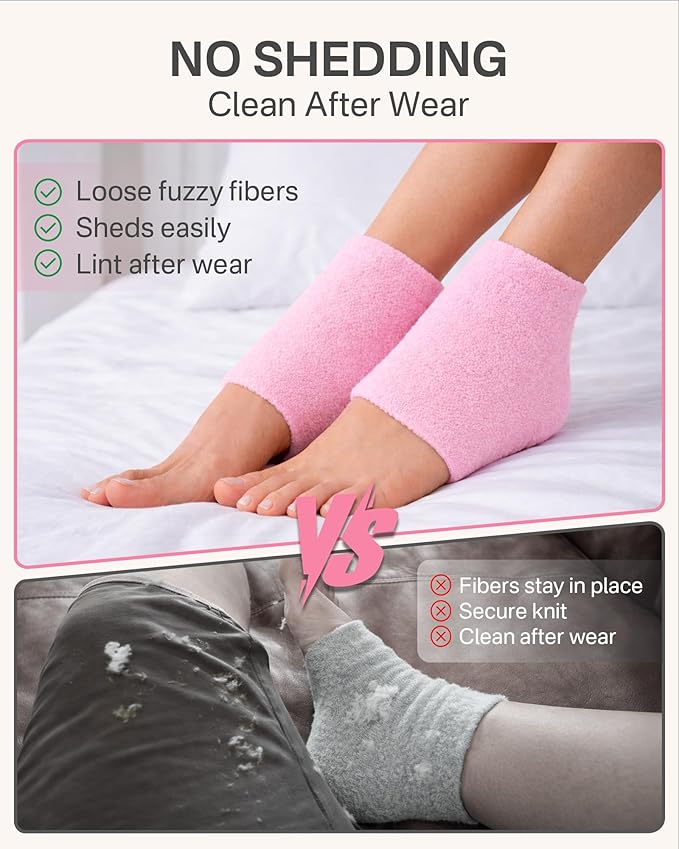 Moisturizing Socks Women, Feather Yarn Gel Socks, Foot Moisturizing Socks(Size 9-11) Deeply Hydrating for Dry, Cracked Heels, Silicone Socks for Women, Perfect Galentines Day Gifts, 1 Pair (Heel-Pink)