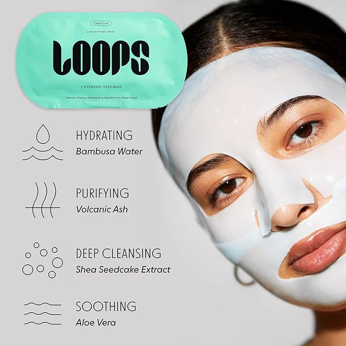 LOOPS VARIETY LOOP KIT - The Best Hydrogel Korean Face Masks for Every Skin Moment - Loops Face Mask - 5 Masks for Hydrating, Detoxifying, Repairing, Soothing, and Rejuvenating - All Skin Types 5pc