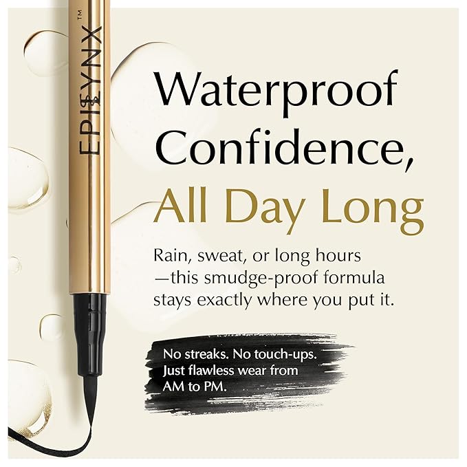 EPILYNX Liquid Eyeliner - Hypoallergenic Eyeliner with Fine Brush Tip, Long-Lasting Waterproof Eye Liner - Cruelty-Free, Vegan, Gluten-Free, Smooth Application Liquid Eye Liner, Black 2mL