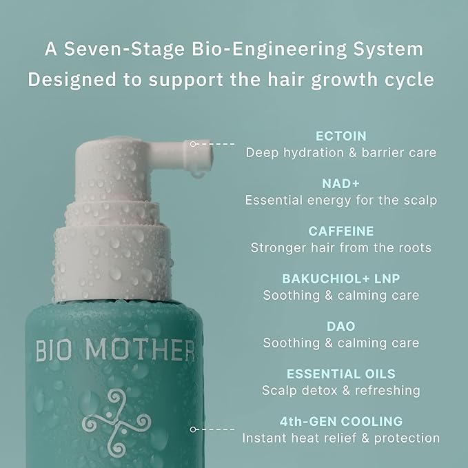 NAD+ Scalp Serum, Lightweight Nano Mist for Hair Growth & Scalp Care, LNP Delivery Technology, Caffeine, Bakuchiol, Cooling Herbal Formula for Fuller-Looking Hair and Healthy Scalp