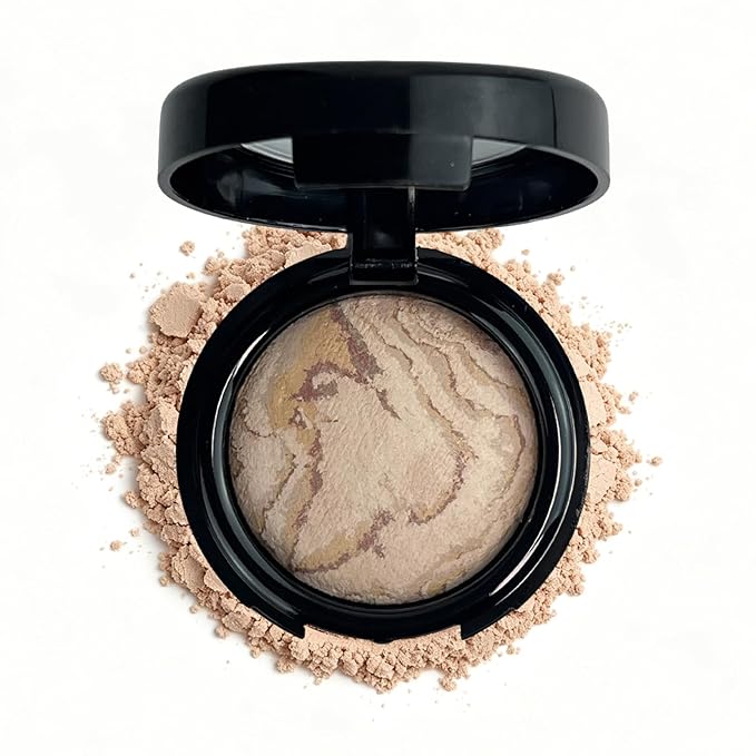 K'APEINE Baked Powder Foundation, Pressed Matte Face Powder Balance-n-Brighten & Color Correcting Bake Setting Powder Makeup Oil Control Base Makeup for Poreless Smooth Finishing for Women-01#