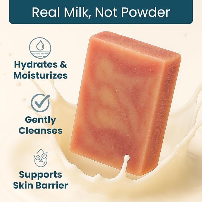 Goat Milk Soap Bar, Cherry Almond - Premium, Handmade w/Real Milk in USA - Hand & Body Goat Soap - Dry Skin, Gentle, No Dyes - (1 Large, 5oz)
