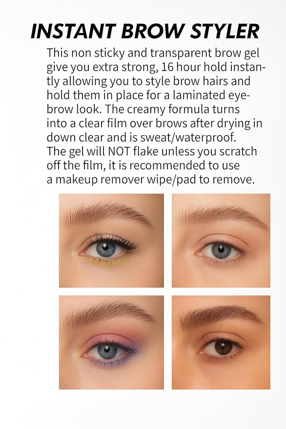 Laminating Brow Gel - Strong Hold Clear Eyebrow Gel for Fluffy Soap Brows, 16HR Long Lasting Brow Lift Look, No Flaking or White Cast